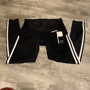 Adidas black leggings with stripe NWT